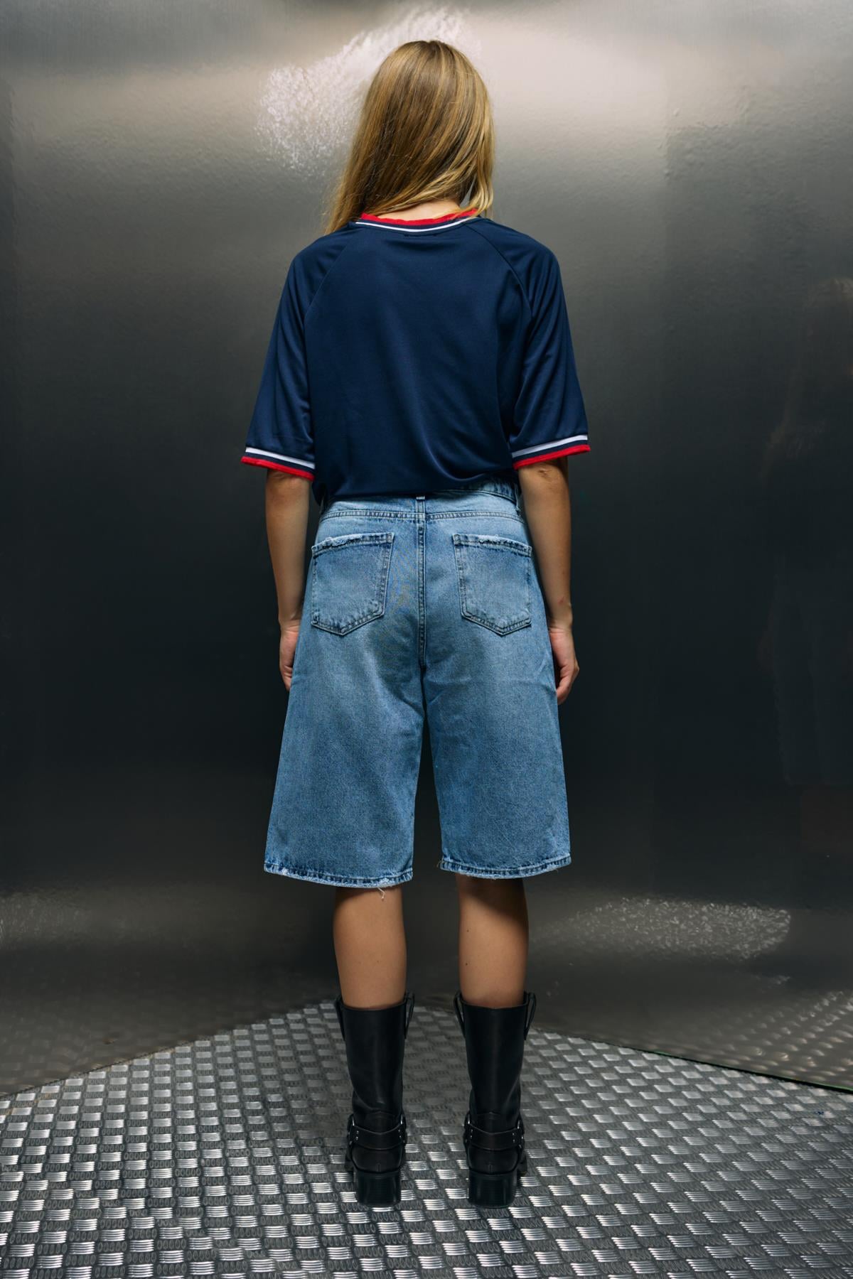 Mavi Baggy Denim Bermuda Şort