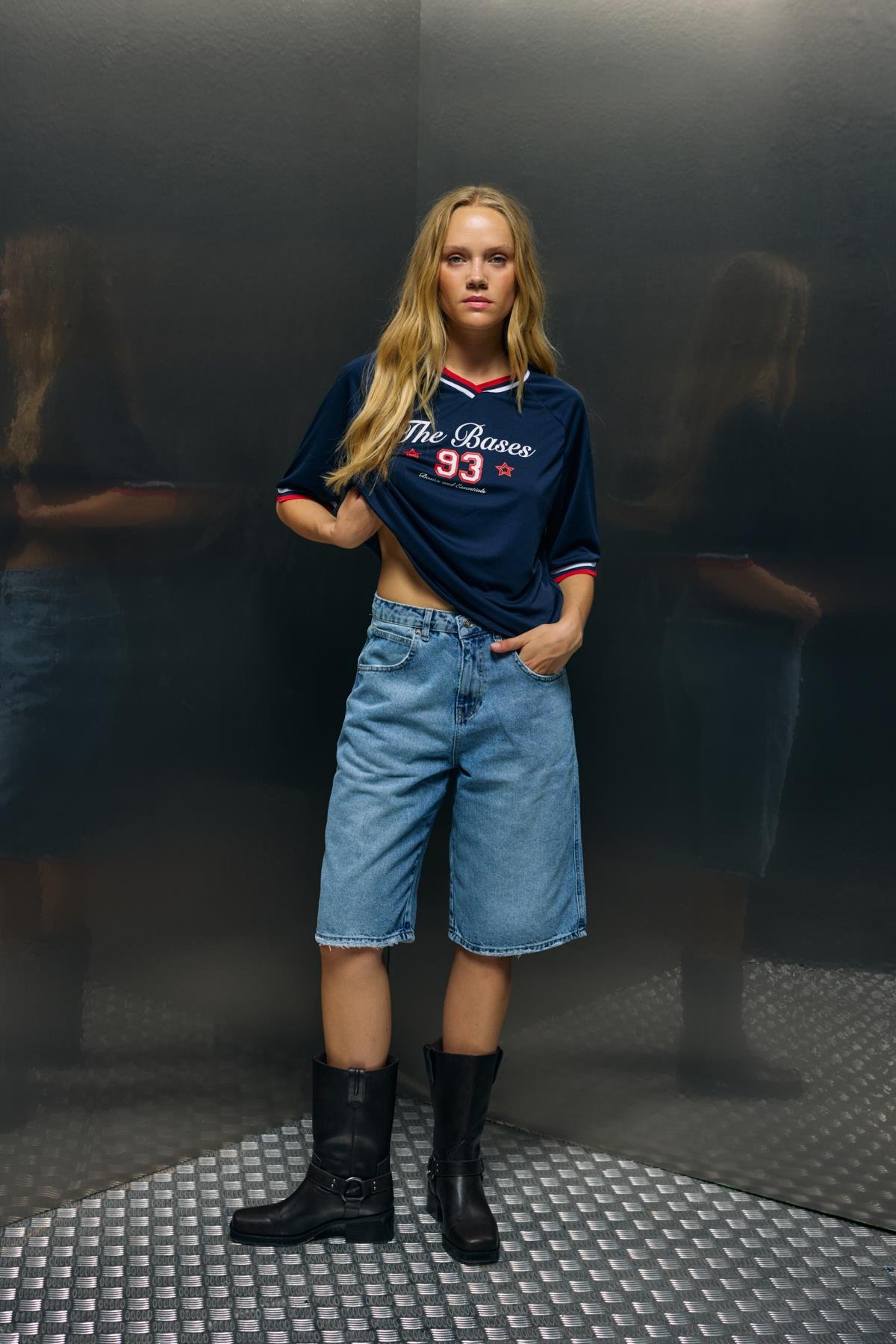 Mavi Baggy Denim Bermuda Şort