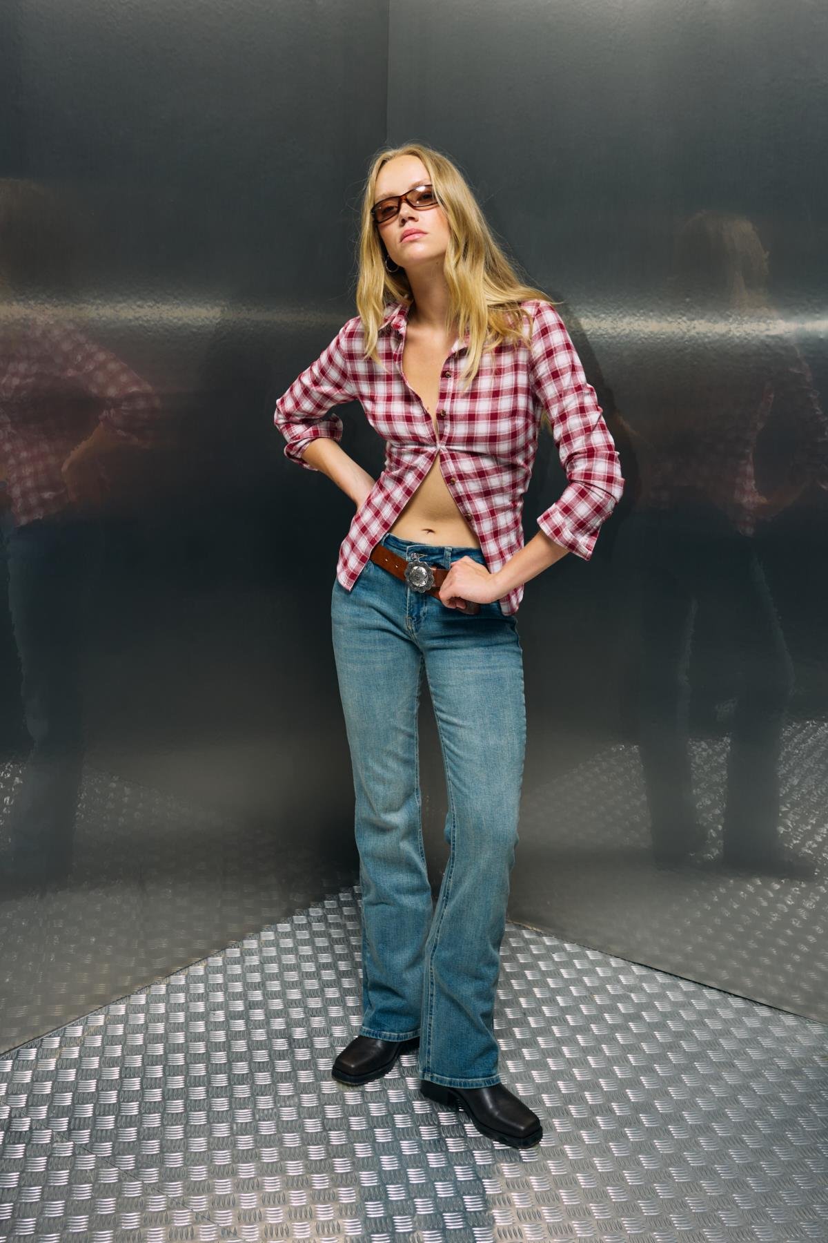 Mavi Bootcut İspanyol Paça Düşük Bel Jean