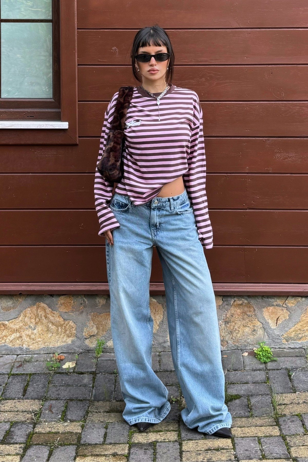 Mavi Düşük Bel Geniş Paça Jean