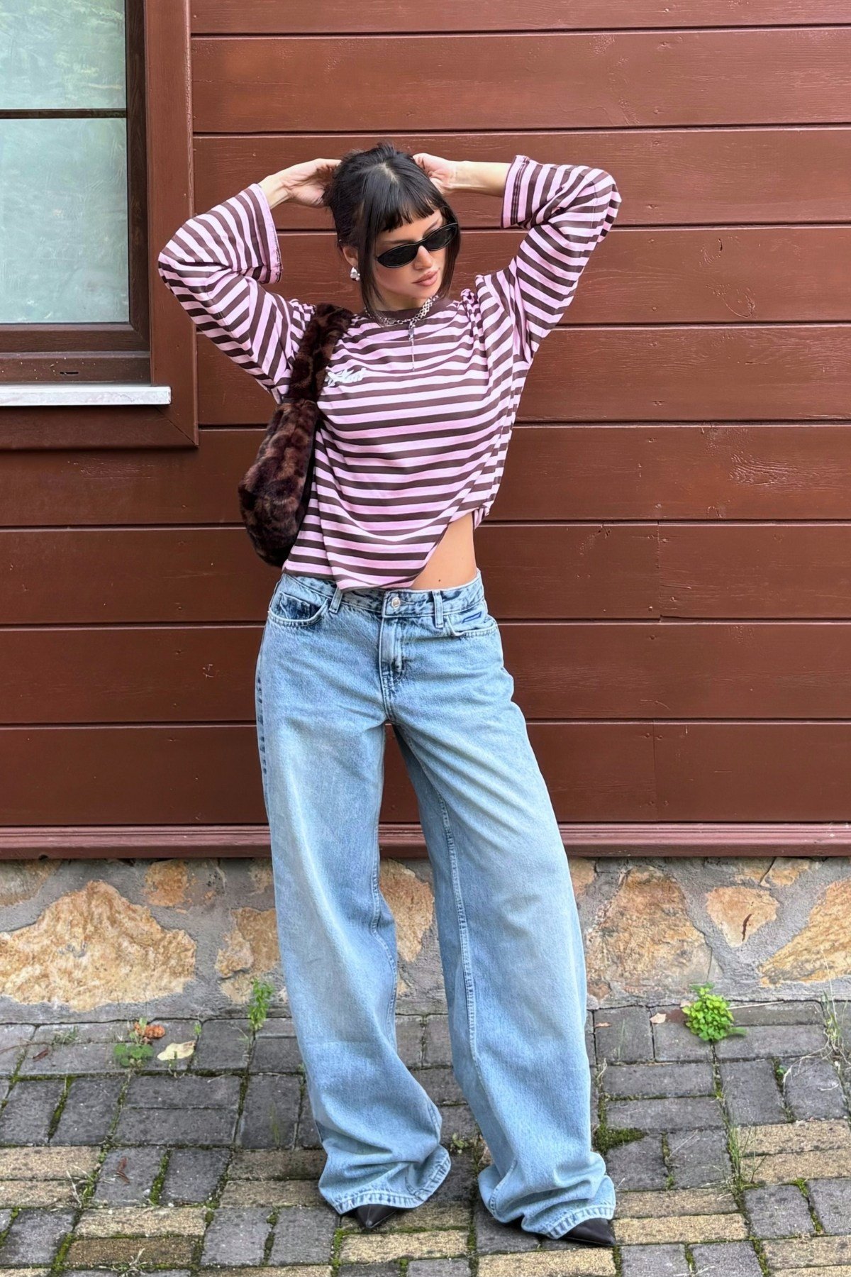 Mavi Düşük Bel Geniş Paça Jean
