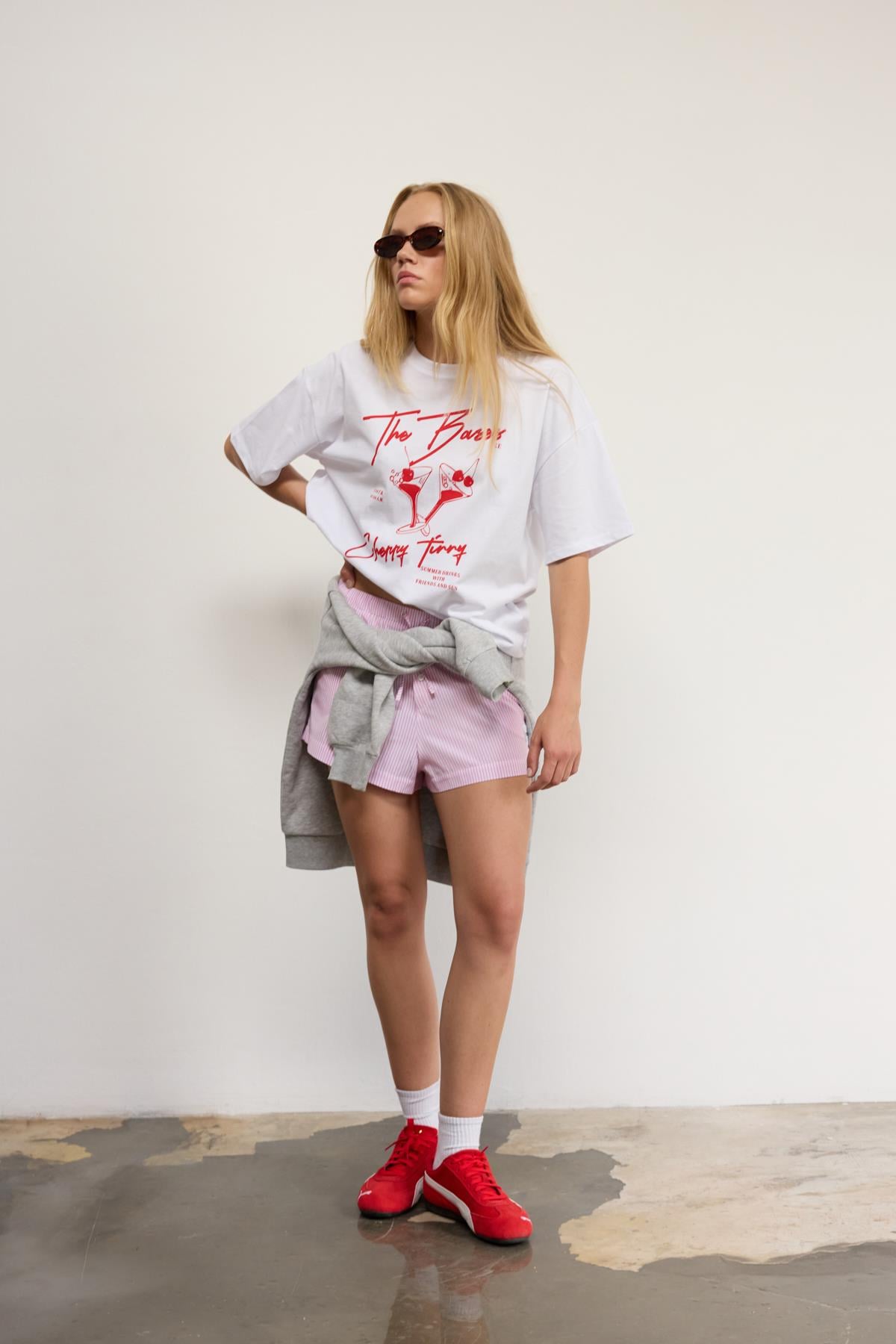 Oversize Basklılı T-Shirt