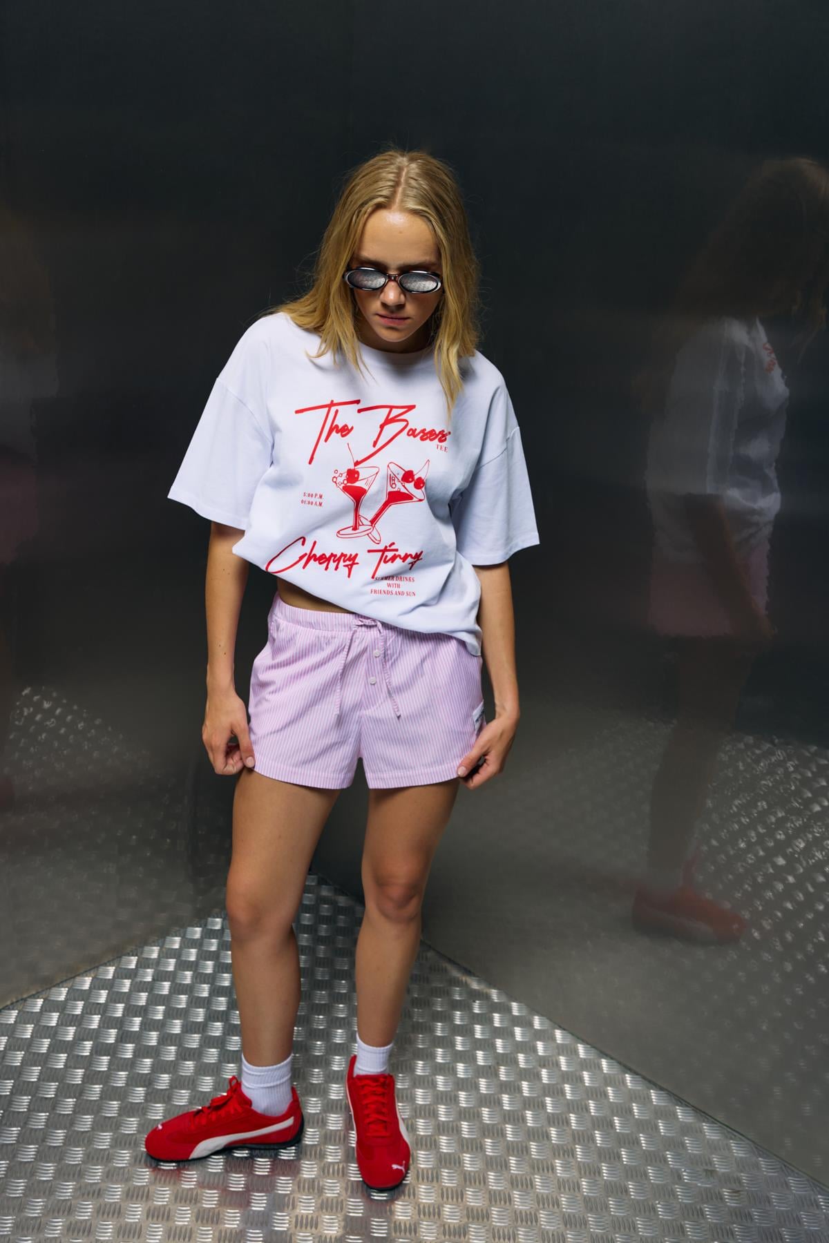 Oversize Basklılı T-Shirt