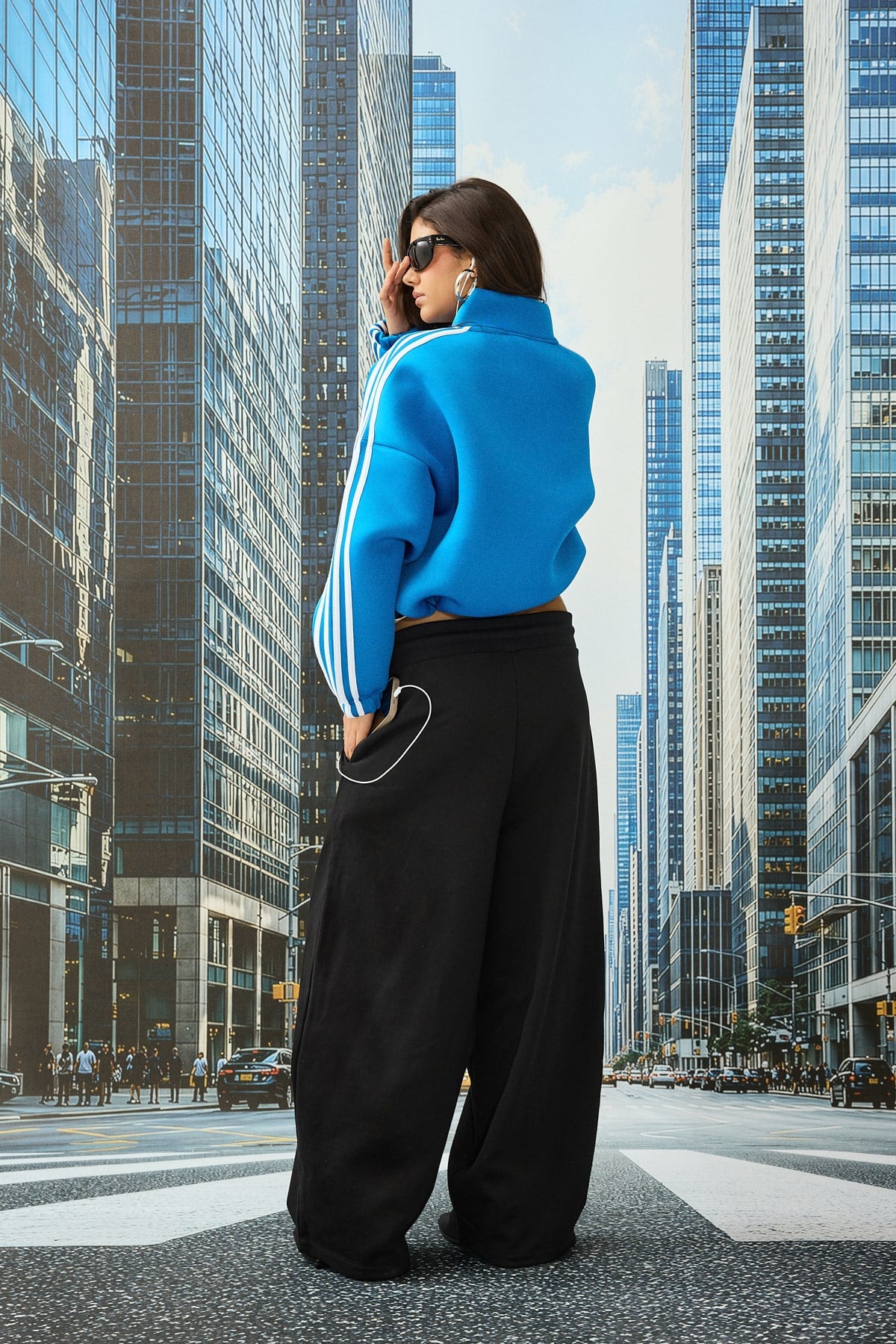 Saks Oversize Şeritli Scuba Ceket Hırka