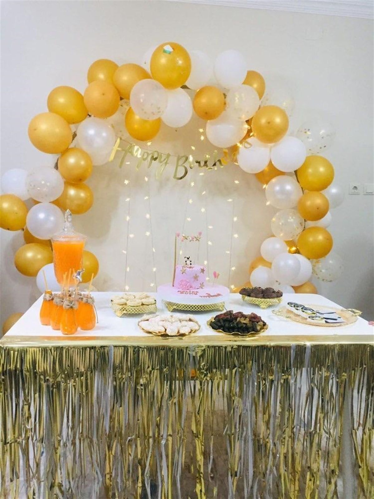 Beyaz ve Gold Doğum günü seti