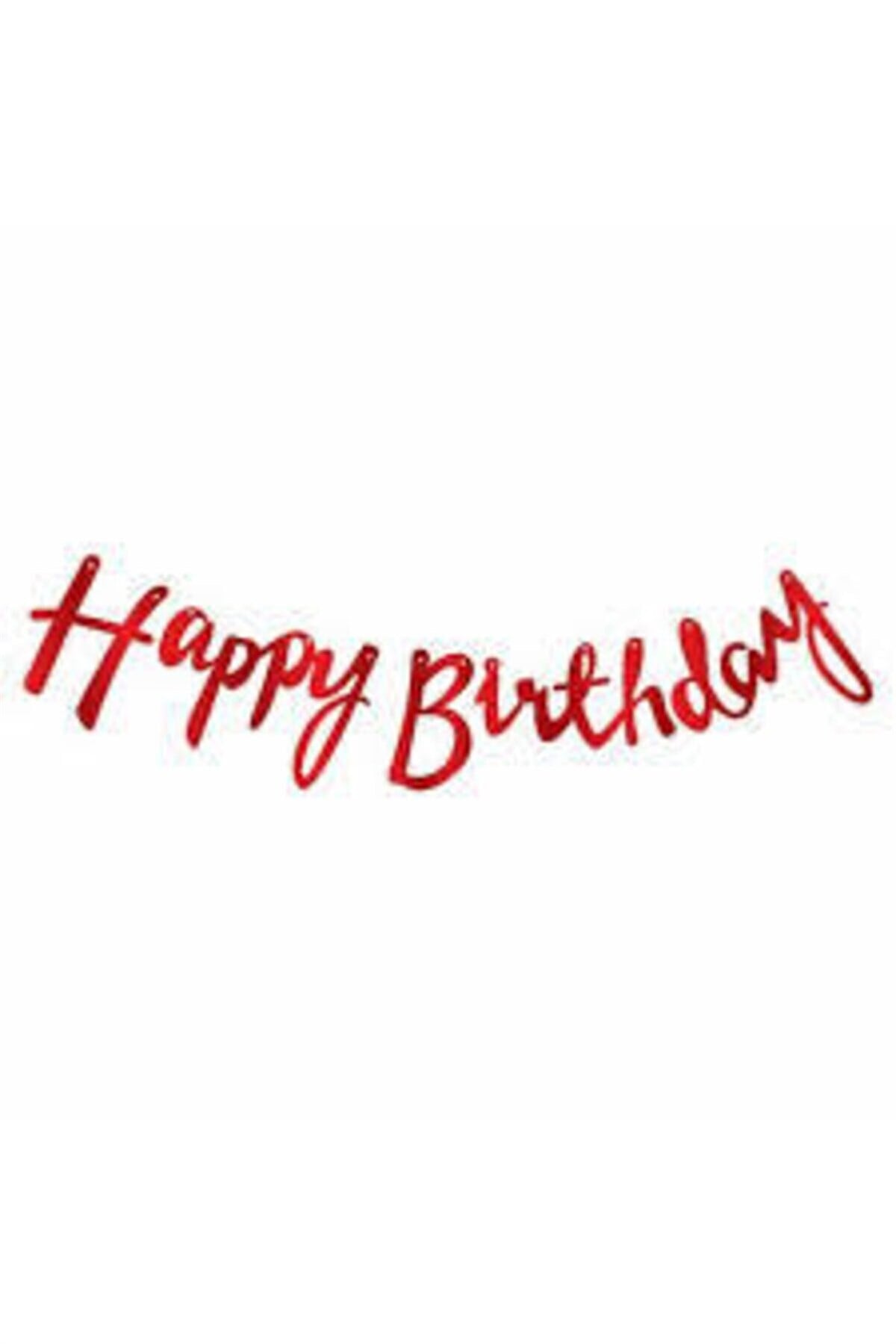 Kaligrafi - El Yazısı Happy Birthday Flama Kırmızı