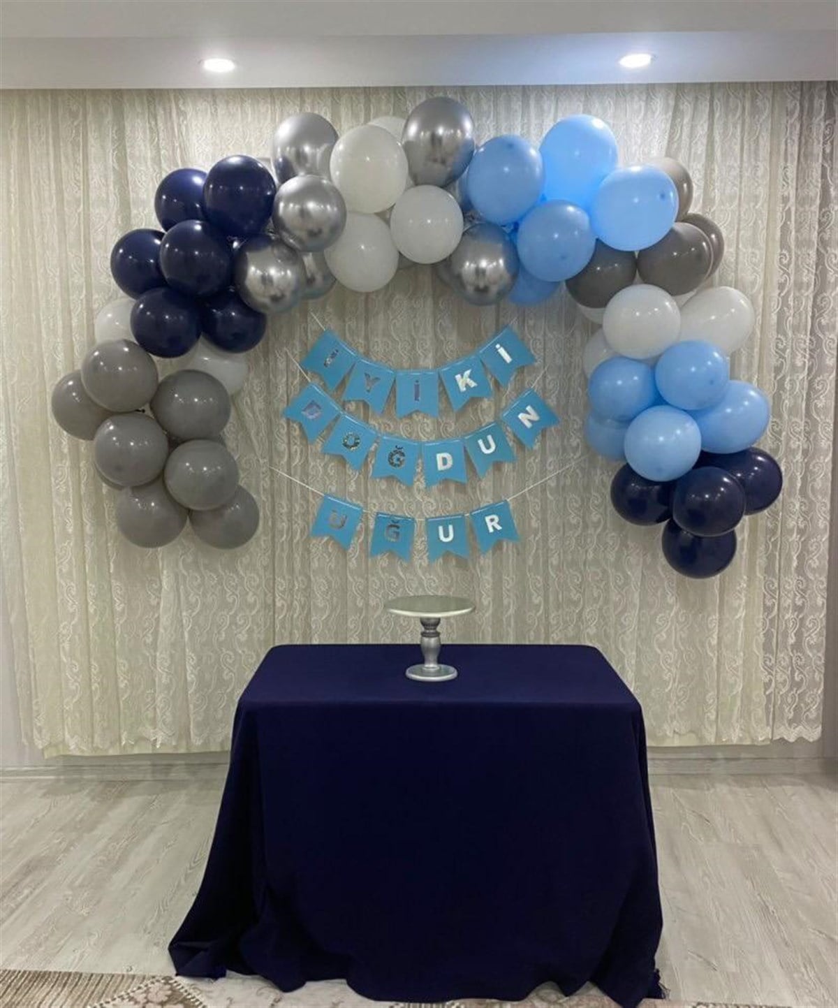 Mavi Lacivert Gri Balon Zinciri