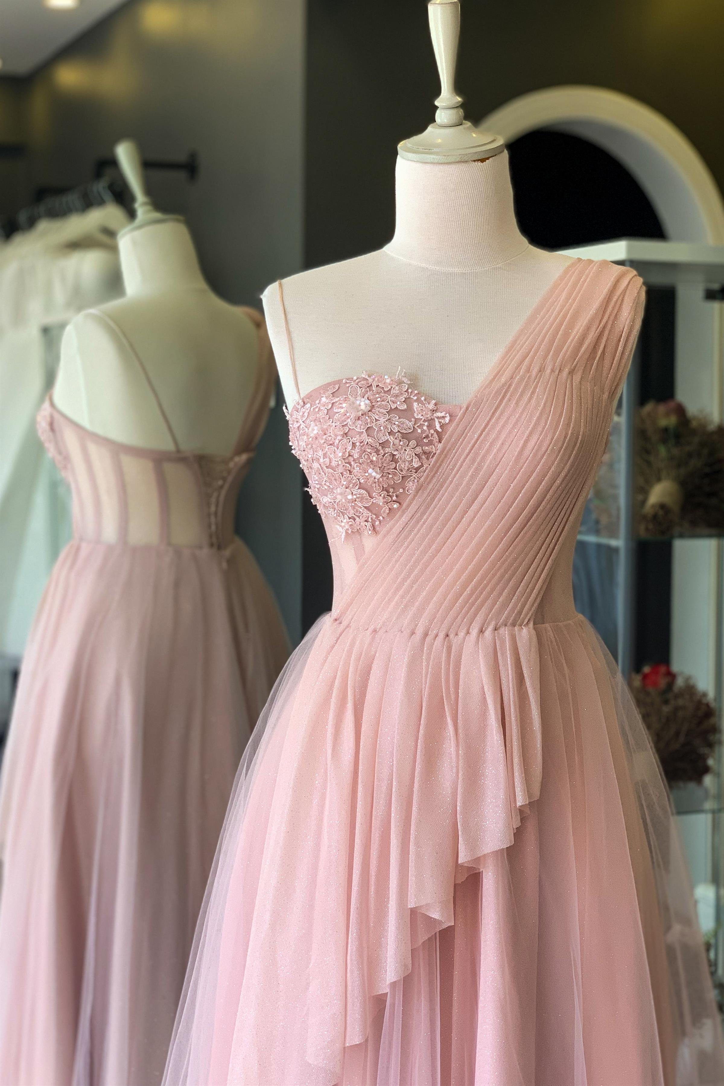 Drape Detaylı Simli Pudra Abiye ve Gece Elbisesi 