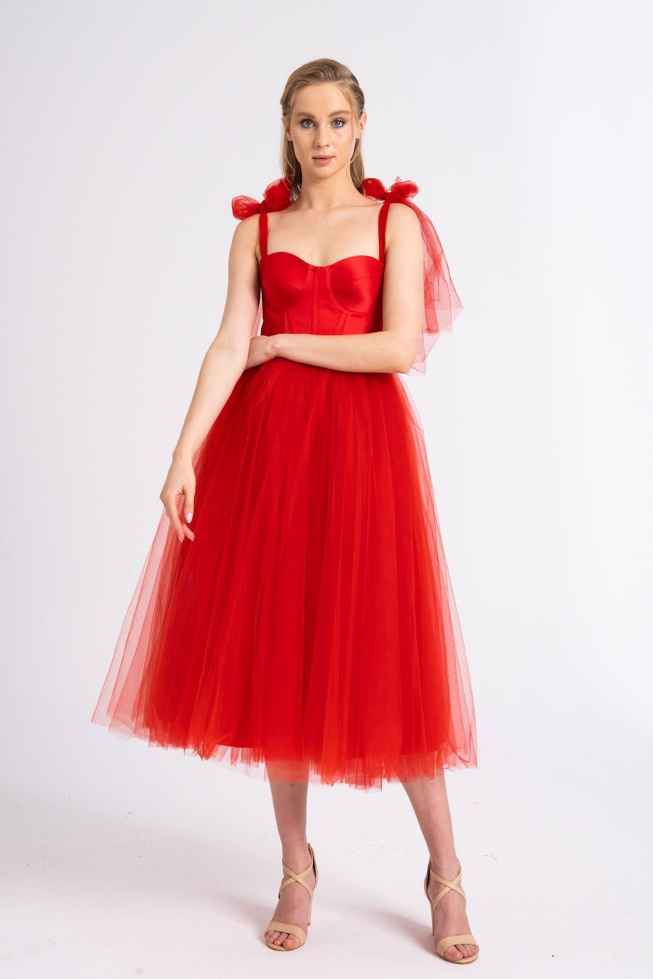 Red Midi Evening and Party Dress