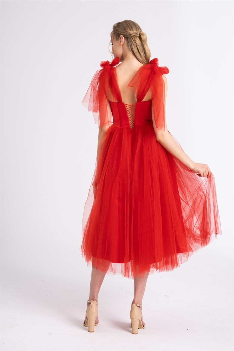 Red Midi Evening and Party Dress