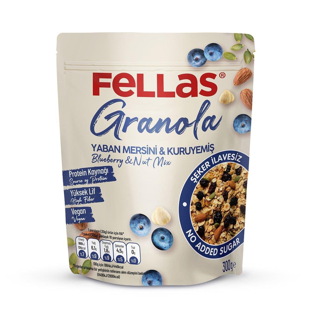 FELLAS YABAN MERSİNİ KURUYEMİŞ GRANOLA 300 GR
