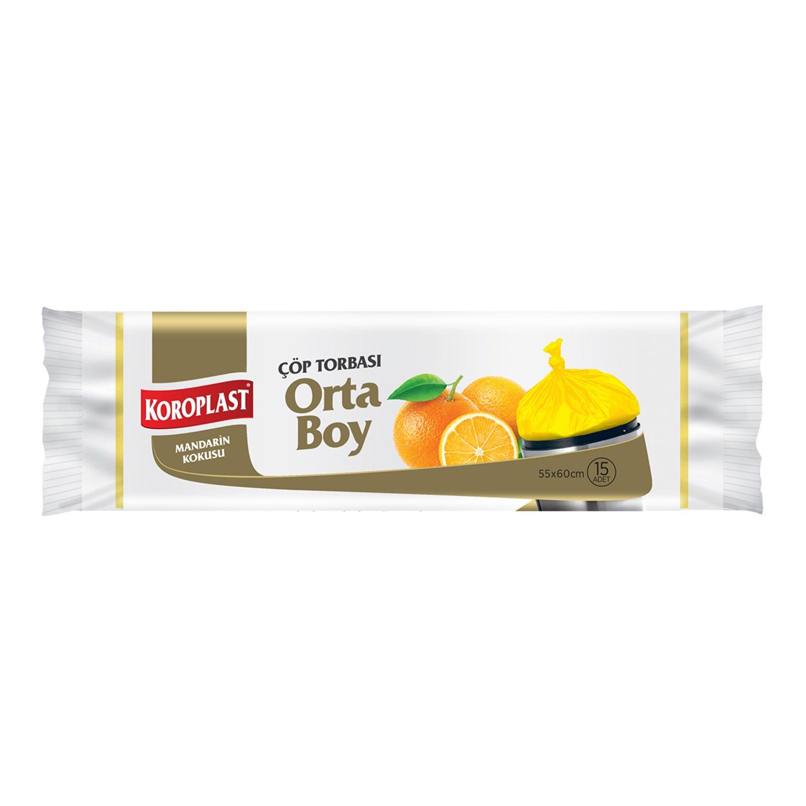 KOROPLAST MANDARİN KOKULU ORTA BOY ÇÖP POŞET15Lİ