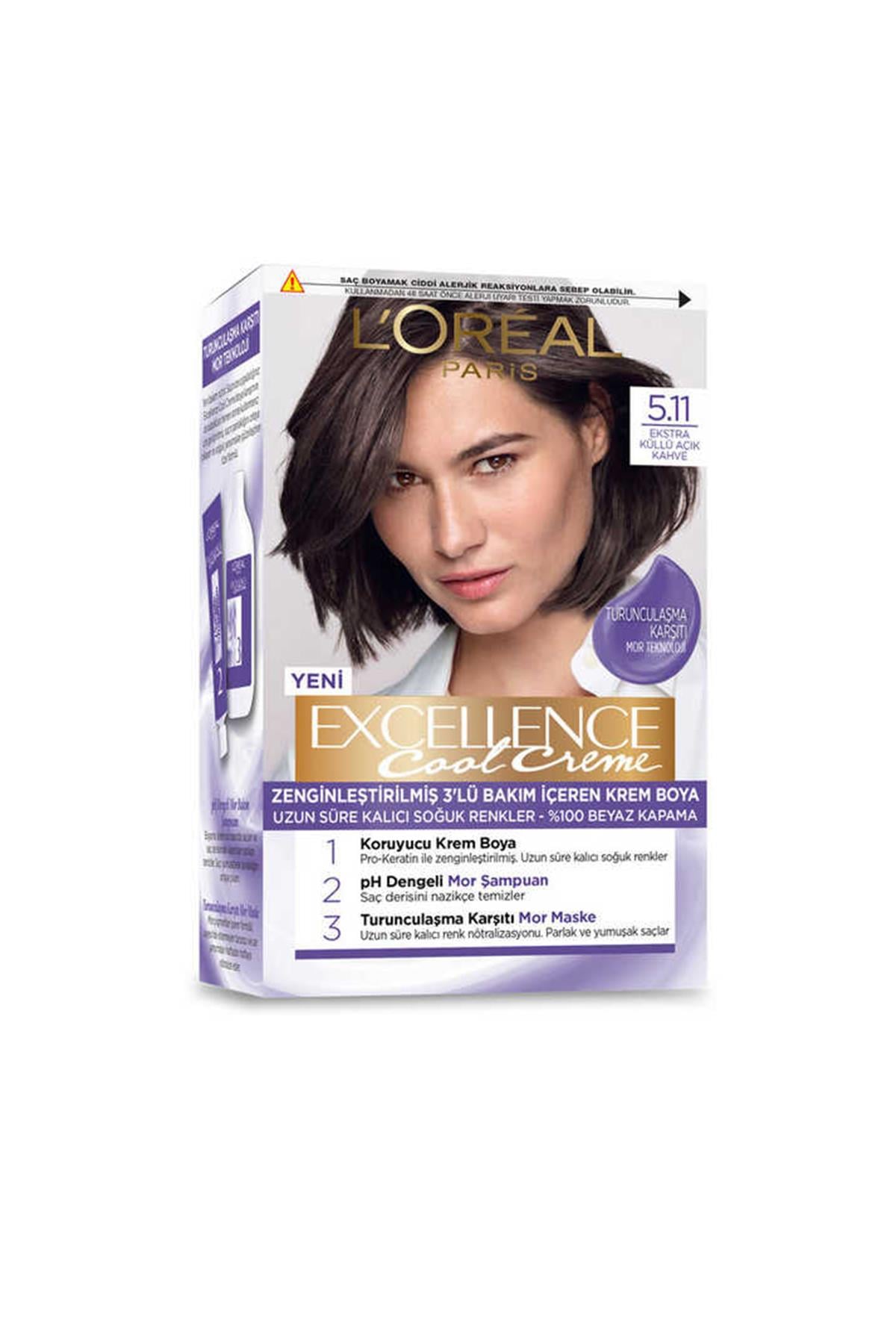 LOREAL EXCELLENCE 5.11 KÜLLÜ AÇIK KAHVE SAÇ BOYASI
