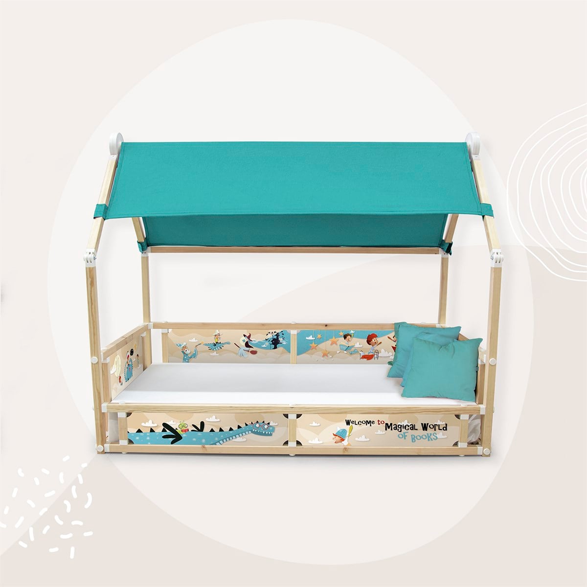 BACK TO SCHOOL ERKEK AÇIK MAVİ CADIRLI LOFT MONTESSORI YATAK