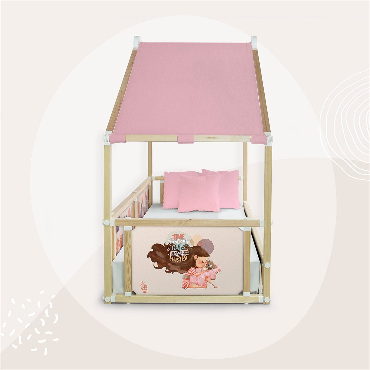 PETTING  PEMBE ÇADIRLI HOMMY MONTESSORI YATAK