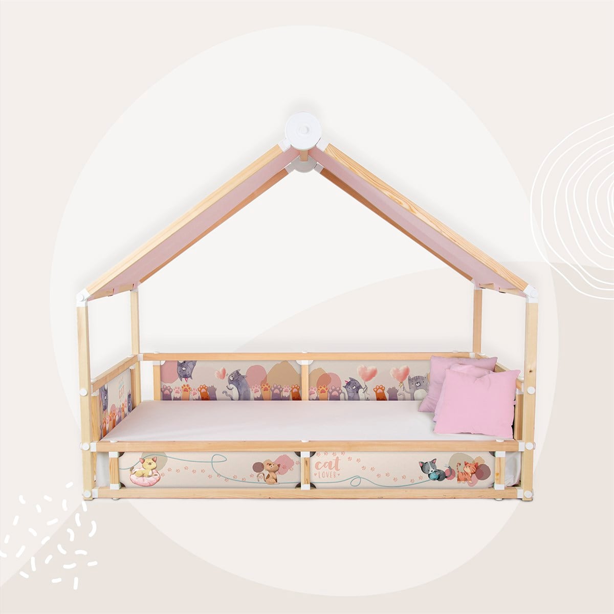 PETTING  PEMBE ÇADIRLI HOMMY MONTESSORI YATAK