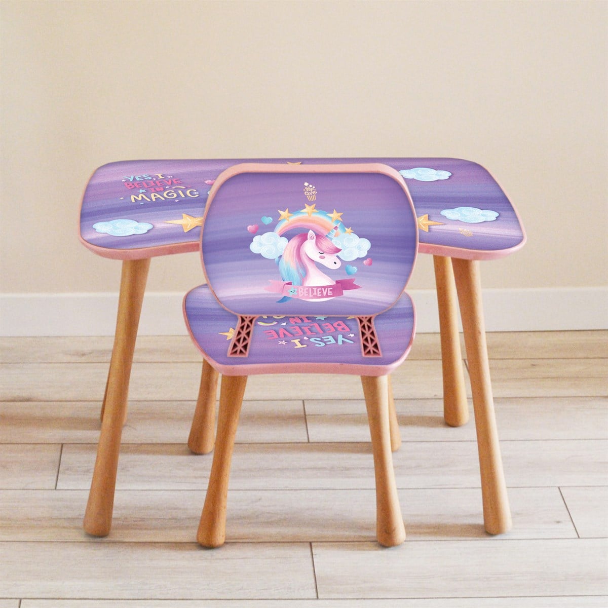 Unicorn Sandalyeli Aktivite Masa Seti (2-4 Yaş)