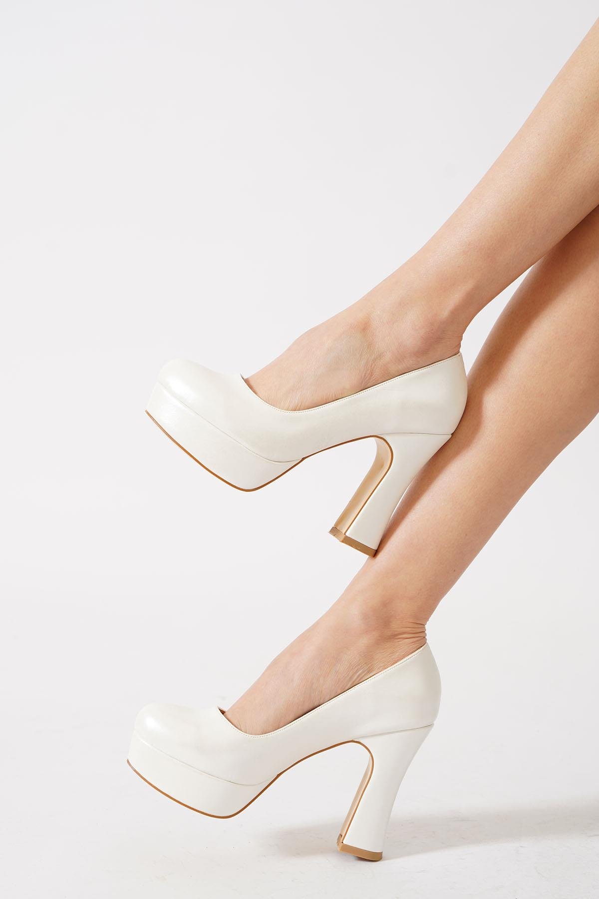 Folist Gova Platform  Abiye Kadın Ayakkabı Sedef Cilt