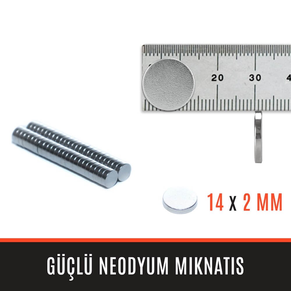 14mm X 2mm - Güçlü Neodyum Mıknatıs