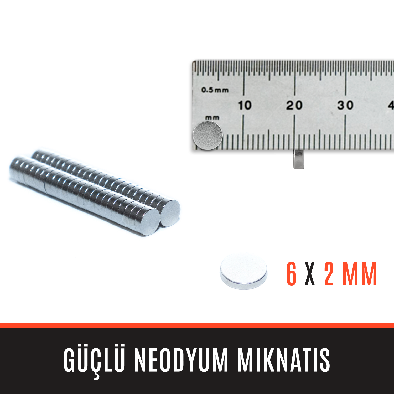 6mm x 2mm Yuvarlak N35 Neodyum Mıknatıs