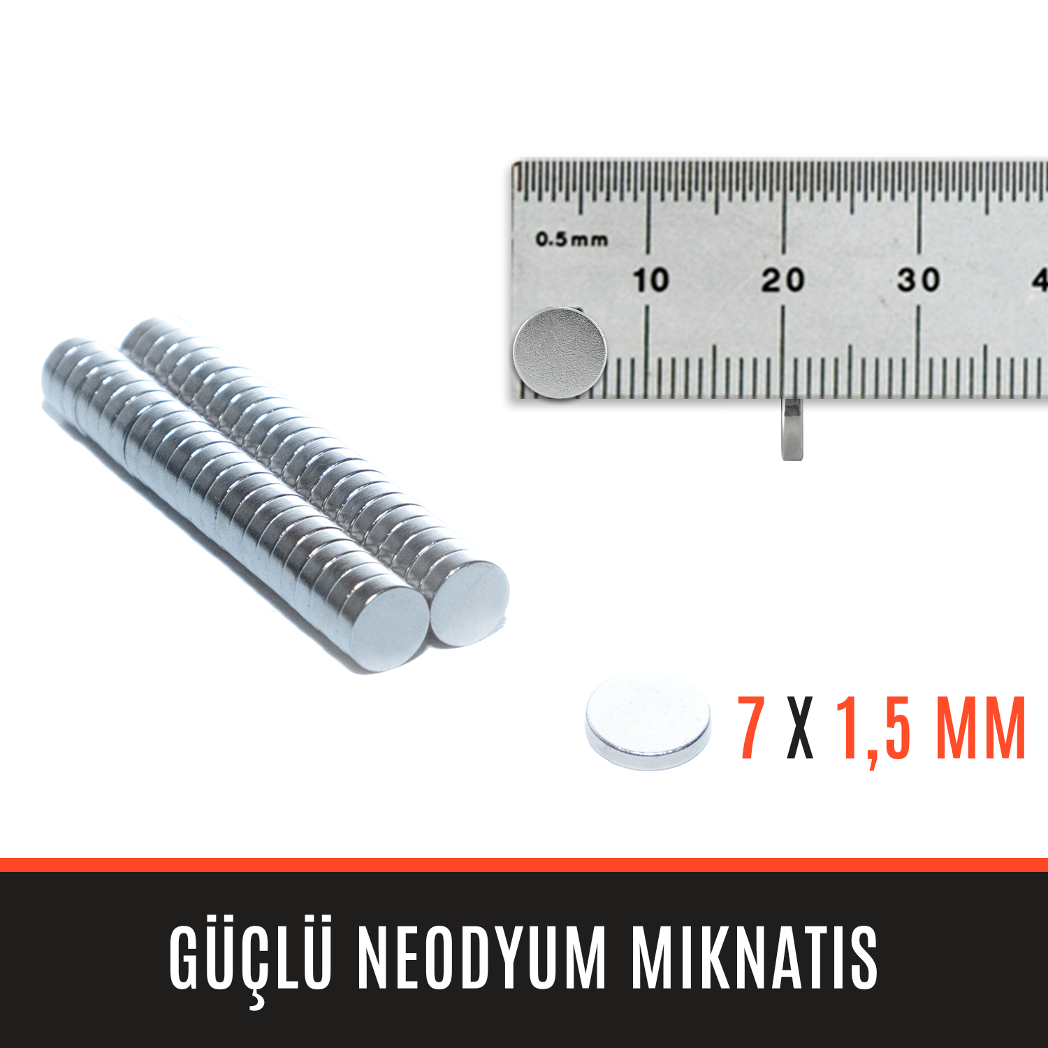 7mm x 1,5mm Yuvarlak N35 Neodyum Mıknatıs