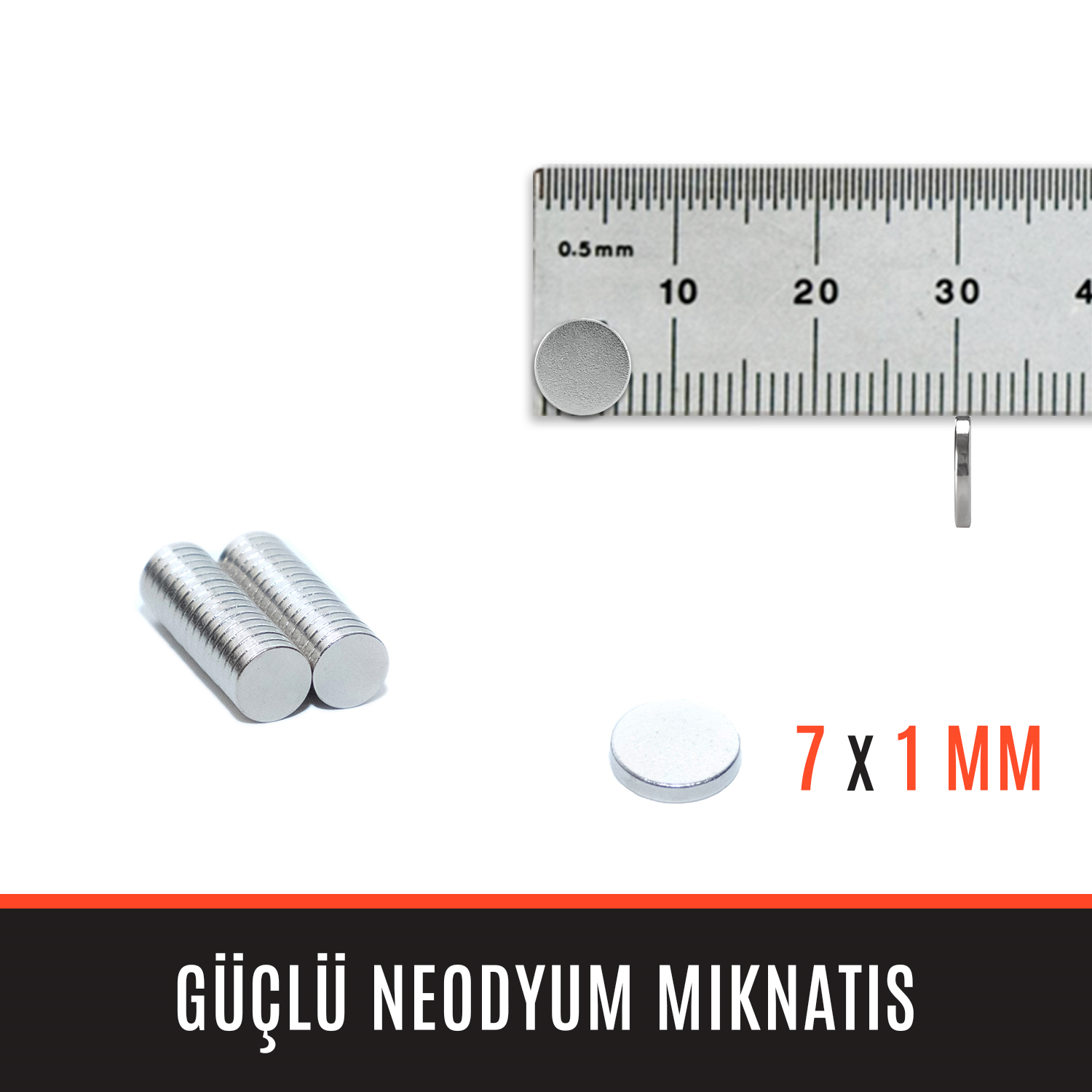 7mm x 1mm Yuvarlak N35 Neodyum Mıknatıs