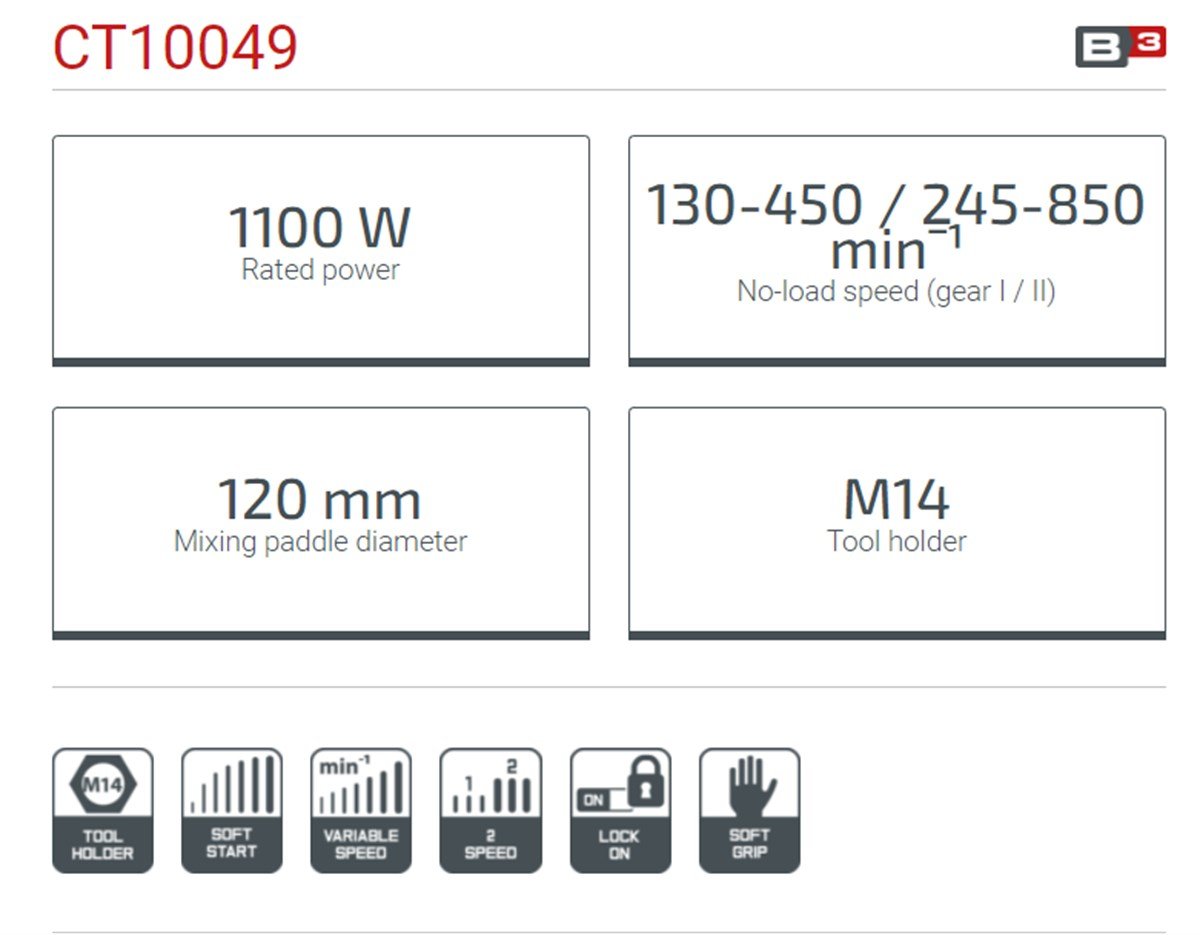 Crown Boya ve Harç Mikseri
1100 W - 120 mm
