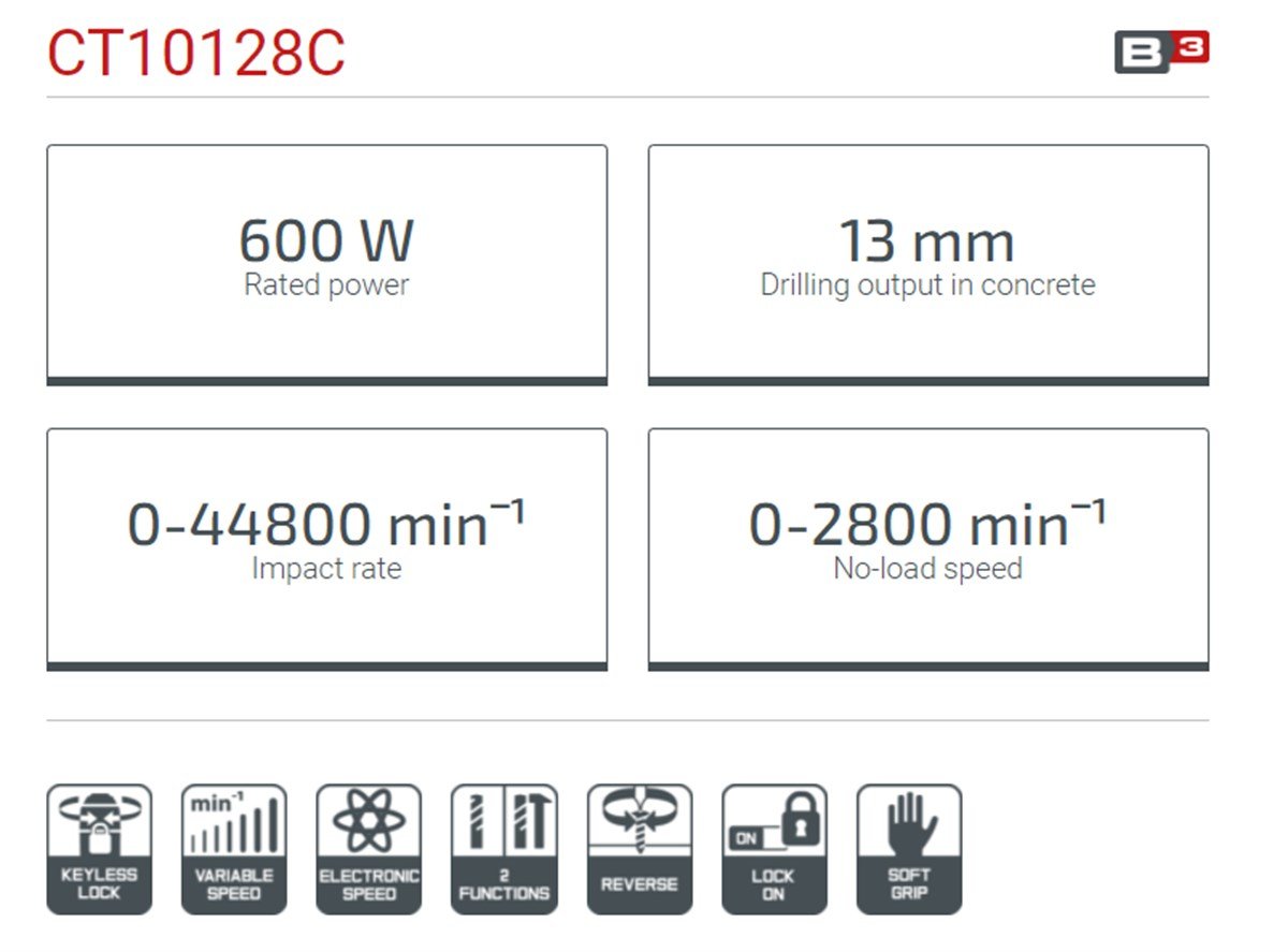 Crown Darbeli Matkap -
600 W - 13 mm