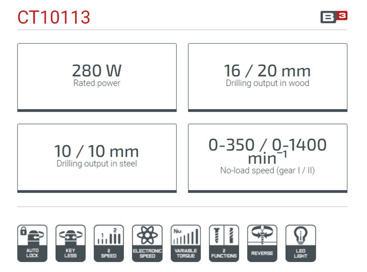 Crown Tork Ayarlı Matkap
280 W - 10 mm