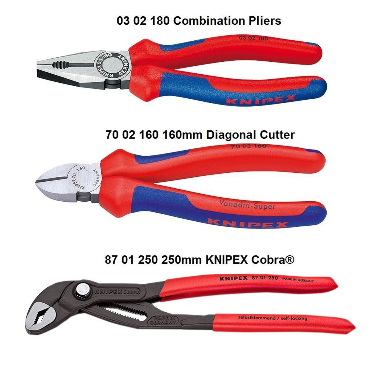KNIPEX 3'lü Set - Pense, Yankeski, Fort Pense Set