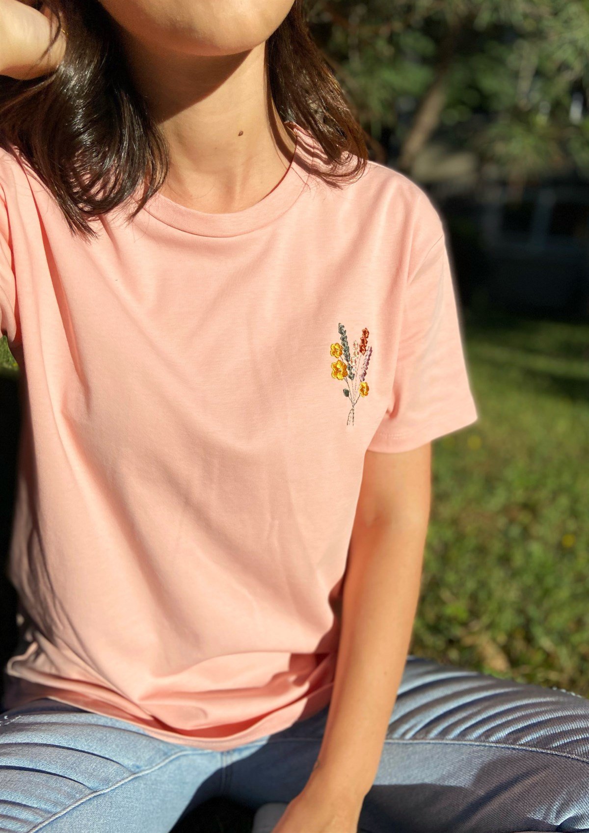 Miami Nakışlı Pembe Tişört