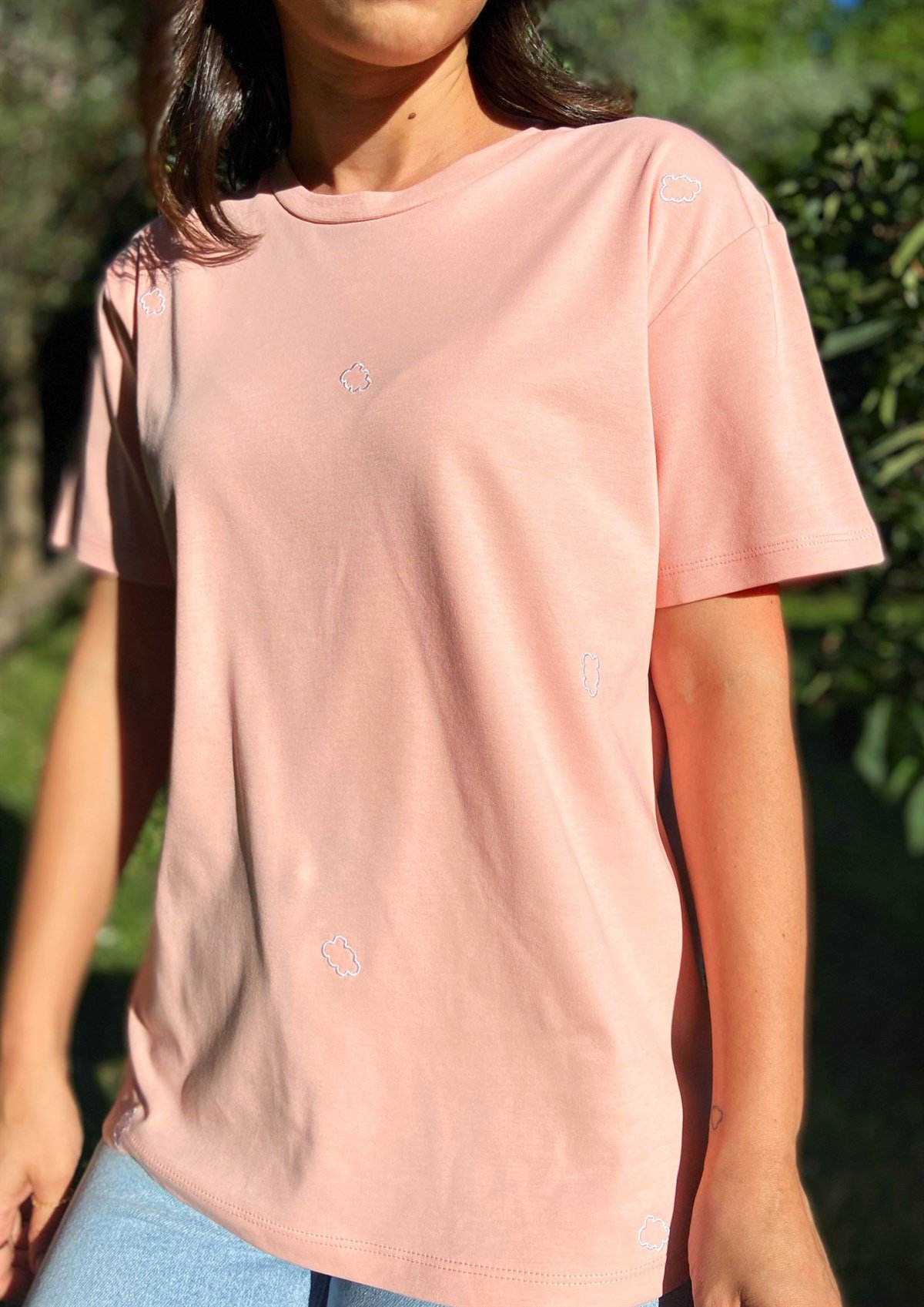 Miami Nakışlı Pembe Tişört