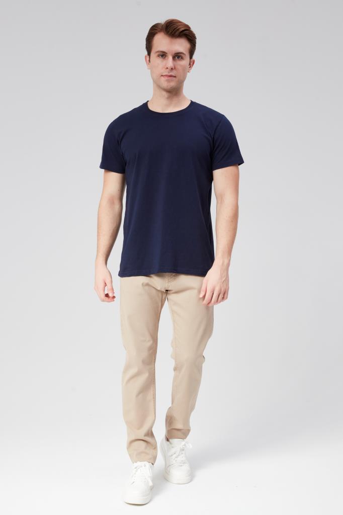 DENIMFIELD Erkek Çizgli Kumaş Normal Bel Regular Fit Boru Paça Kanvas Pantolon 2405876