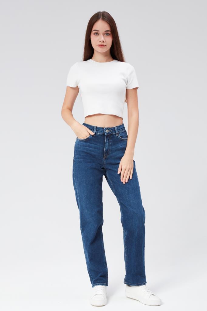 VALERIE TAYLOR Kadın Boru Paça Regular Fit Normal Bel Jean Pantolon 03147