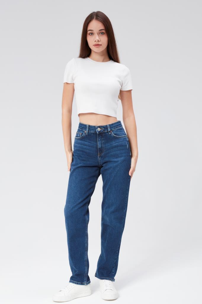 VALERIE TAYLOR Kadın Boru Paça Regular Fit Normal Bel Jean Pantolon 03147