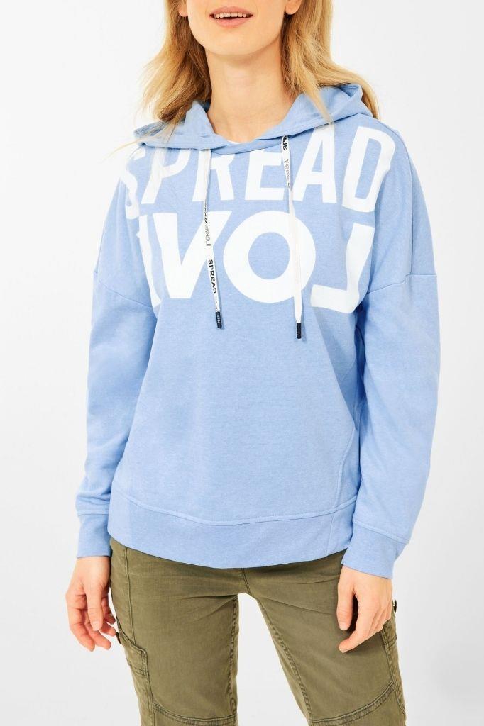 VALERIE TAYLOR Kadın Regular Fit Kapüşonlu Mavi Sweatshirt 2405977