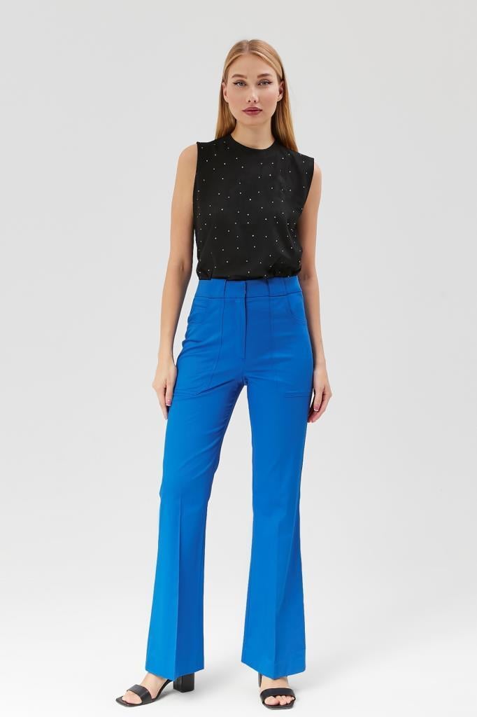 VALERIE TAYLOR Kadın Yüksek Bel İspanyol Paça Kumaş Pantolon 2405670