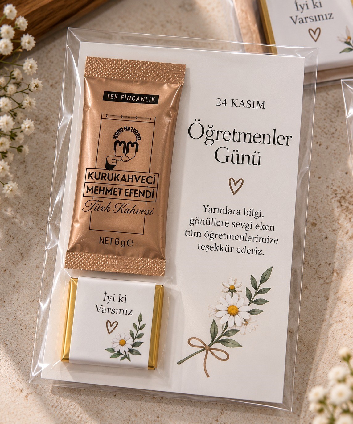 10 Adet Öğretmene Hediye 24 Kasım Öğretmenler günü hediyesi çikolata ve türk kahvesi
