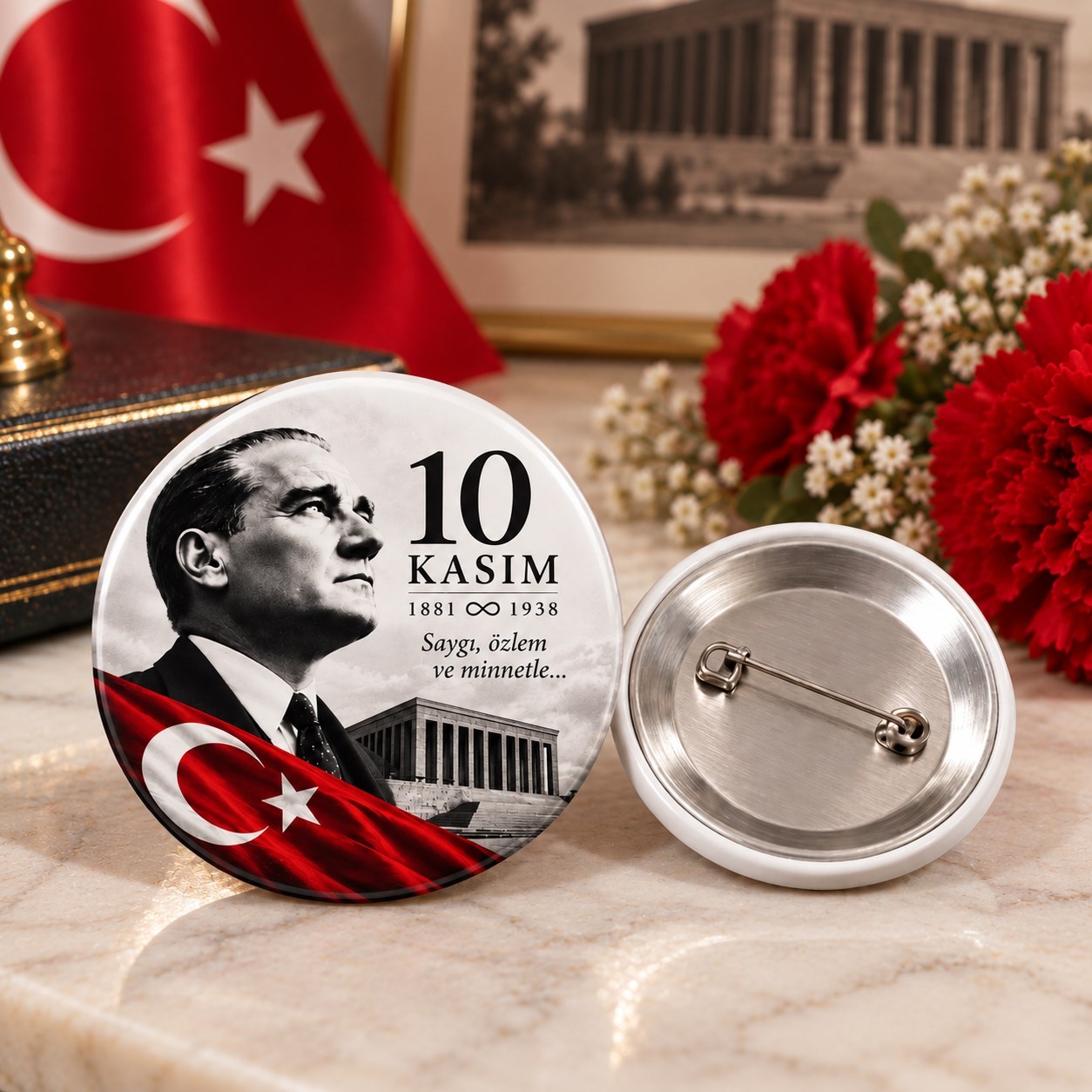 50 Adet 29 Ekim Cumhuriyet Bayramı Etkinlik,10 Kasım Atatürk Anma Okul Törenleri  iğneli Yaka Rozeti
