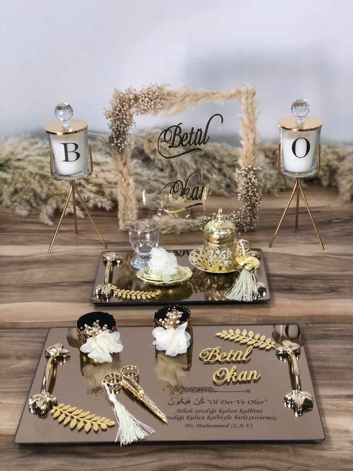 Söz Tepsisi Takımı Pampas İsimlik - Gümüş