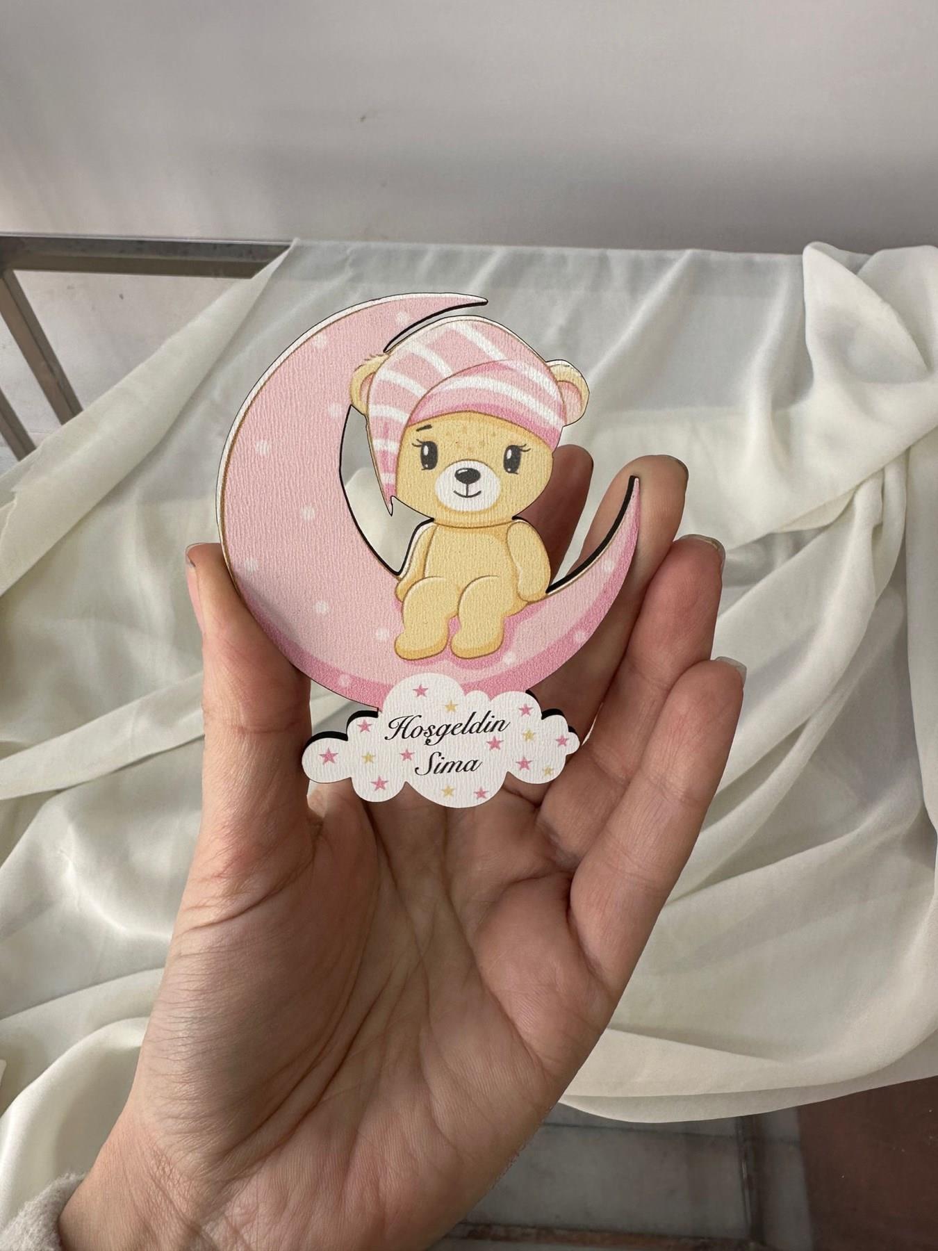 Yenidoğan Kız Bebek Magneti Ve Çocuk Doğum Günü  Magnet Kişiye Özel Hoşgeldin Bebek 20 Adet