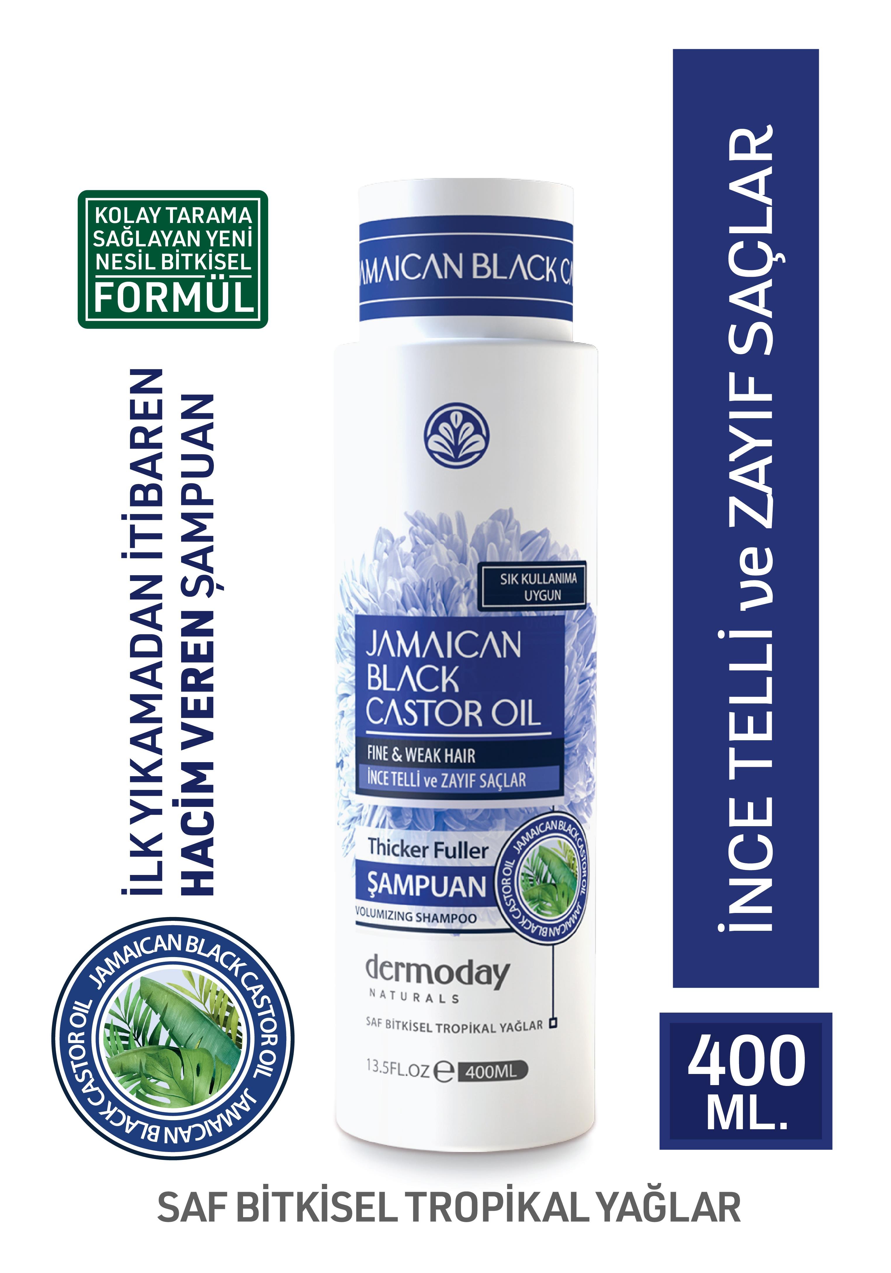 Dermoday Jamaican Black Castor Oil Şampuan - İnce Telli ve Zayıf Saçlar