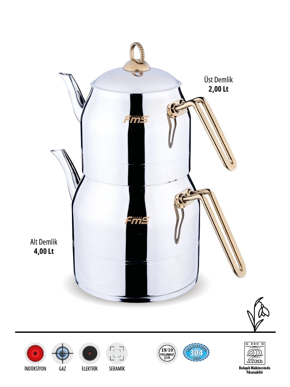 | Daisy Gold Jumbo Boy 18/10 Paslanmaz Çelik Çaydanlık | İndüksiyon Taban | 2,00 L + 4,00 L |