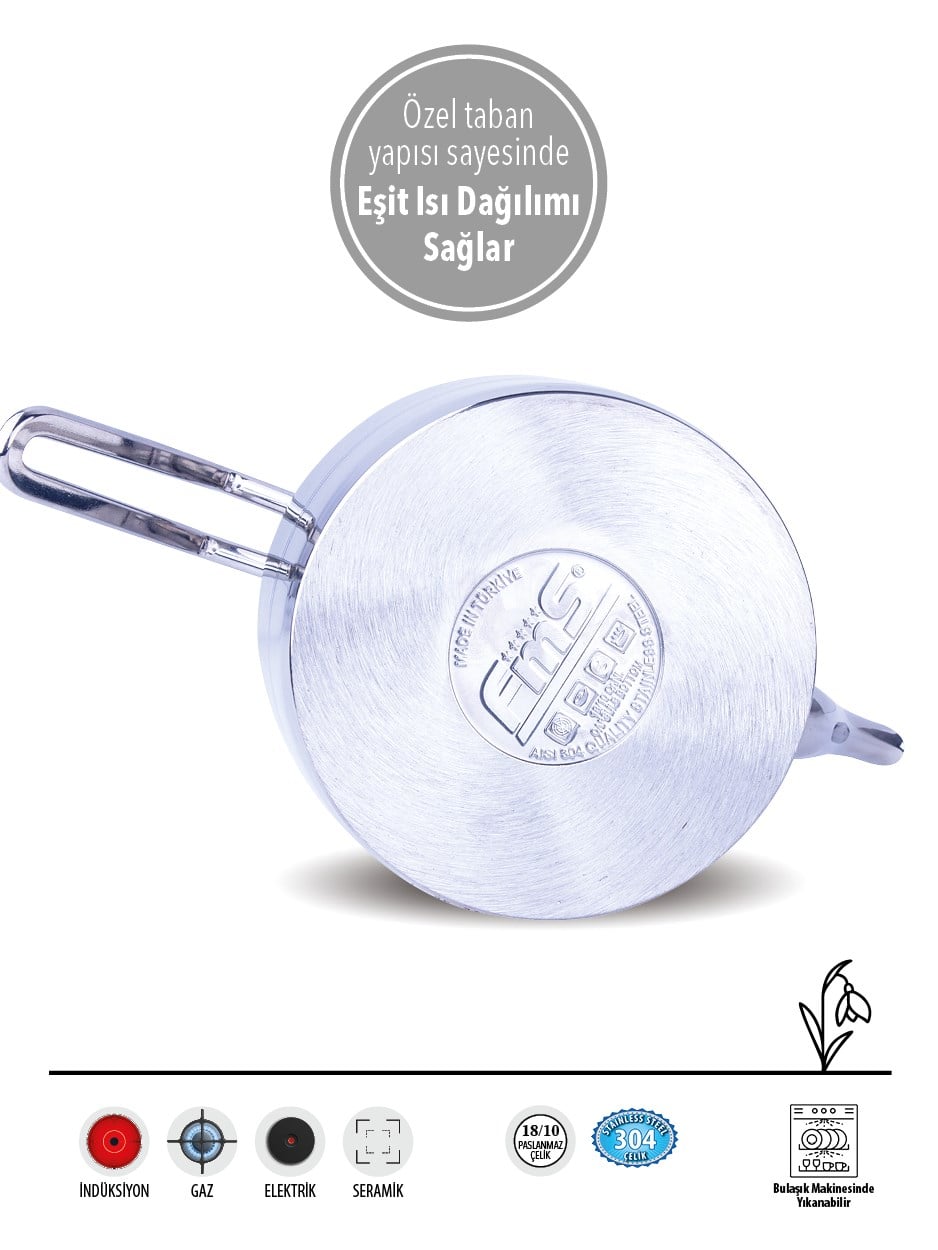| Daisy Midi Boy 18/10 Paslanmaz Çelik Çaydanlık | İndüksiyon Taban | Ergonomik Sap | 0,50 Litre + 1,00 Litre |