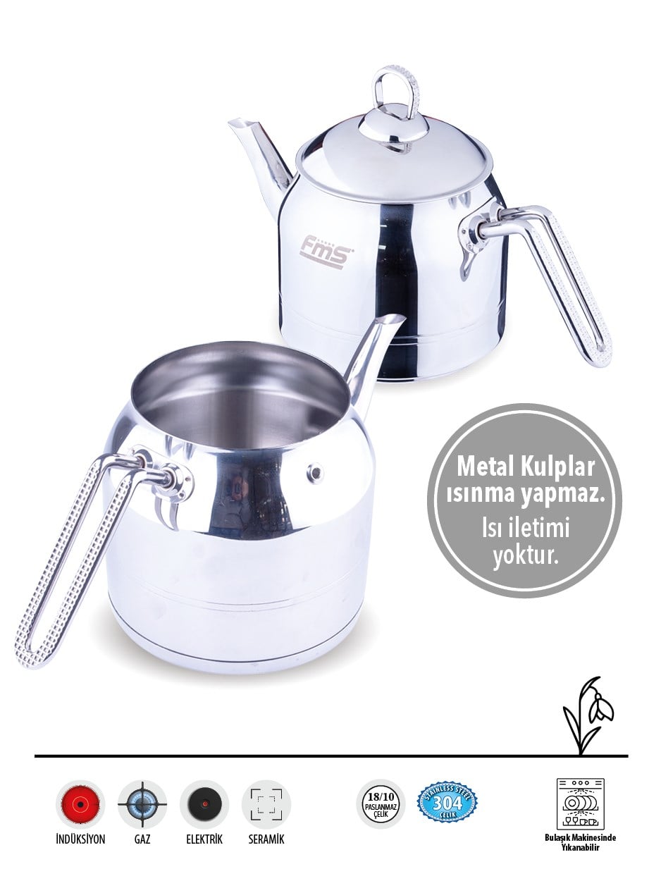 | Daisy Midi Boy 18/10 Paslanmaz Çelik Çaydanlık | İndüksiyon Taban | Ergonomik Sap | 0,50 Litre + 1,00 Litre |
