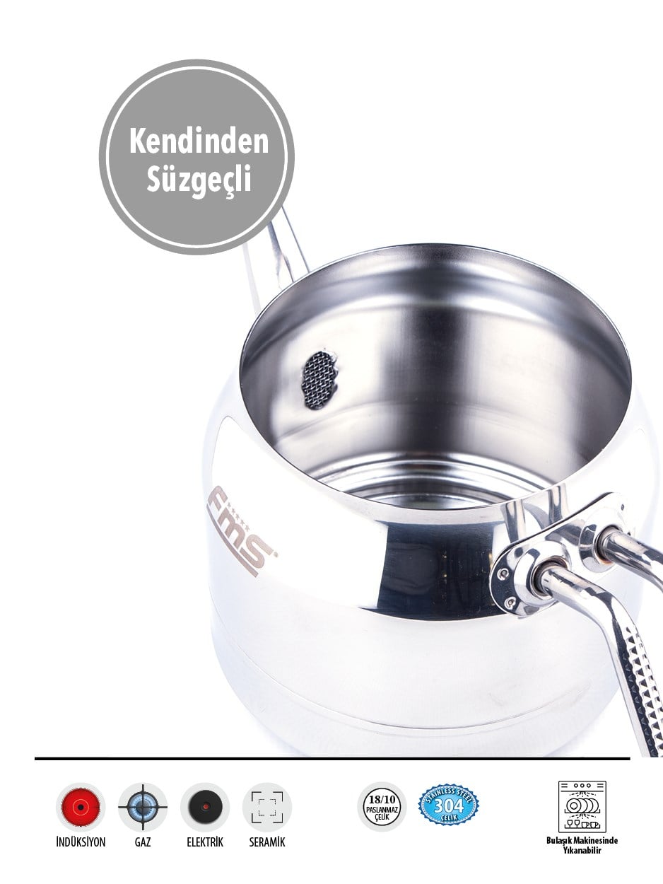 | Daisy Orta Boy 18/10 Paslanmaz Çelik Çaydanlık | İndüksiyon Taban | Ergonomik Sap | 1,25 Lt + 2,50 Lt |