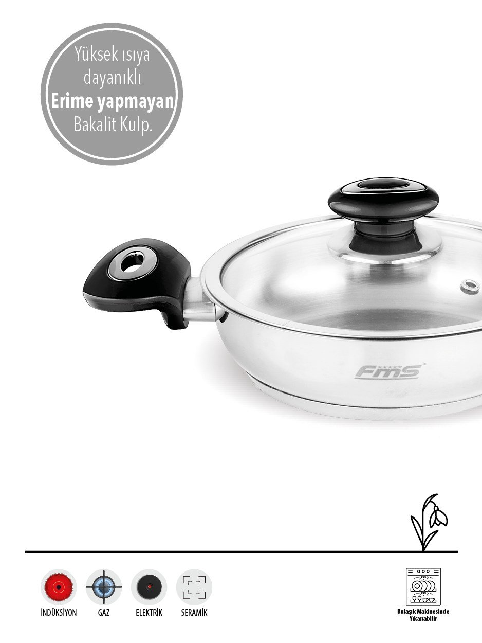 BÜYÜK SİYAH 6 PARÇA OMLET SET SİYAH | 18/10 PASLANMAZ ÇELİK | İNDÜKSİYON UYUMLU |