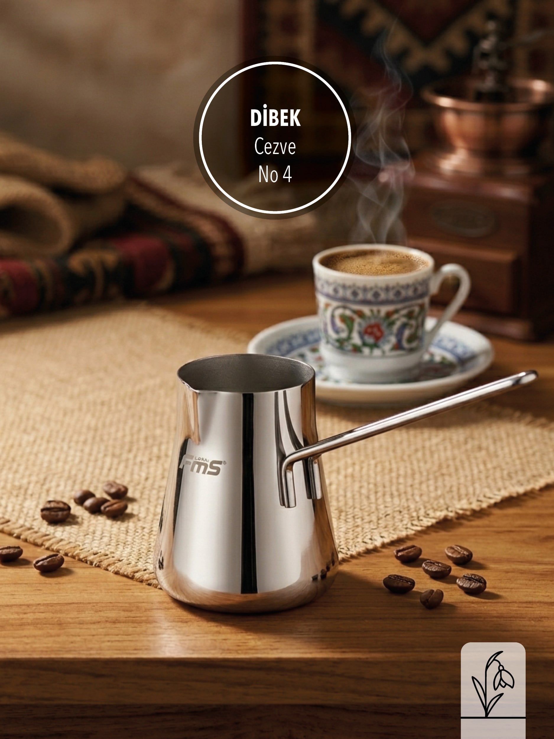 DİBEK ÇELİK CEZVE 4 NO | 0,420 ML | 18/10 PASLANMAZ |
