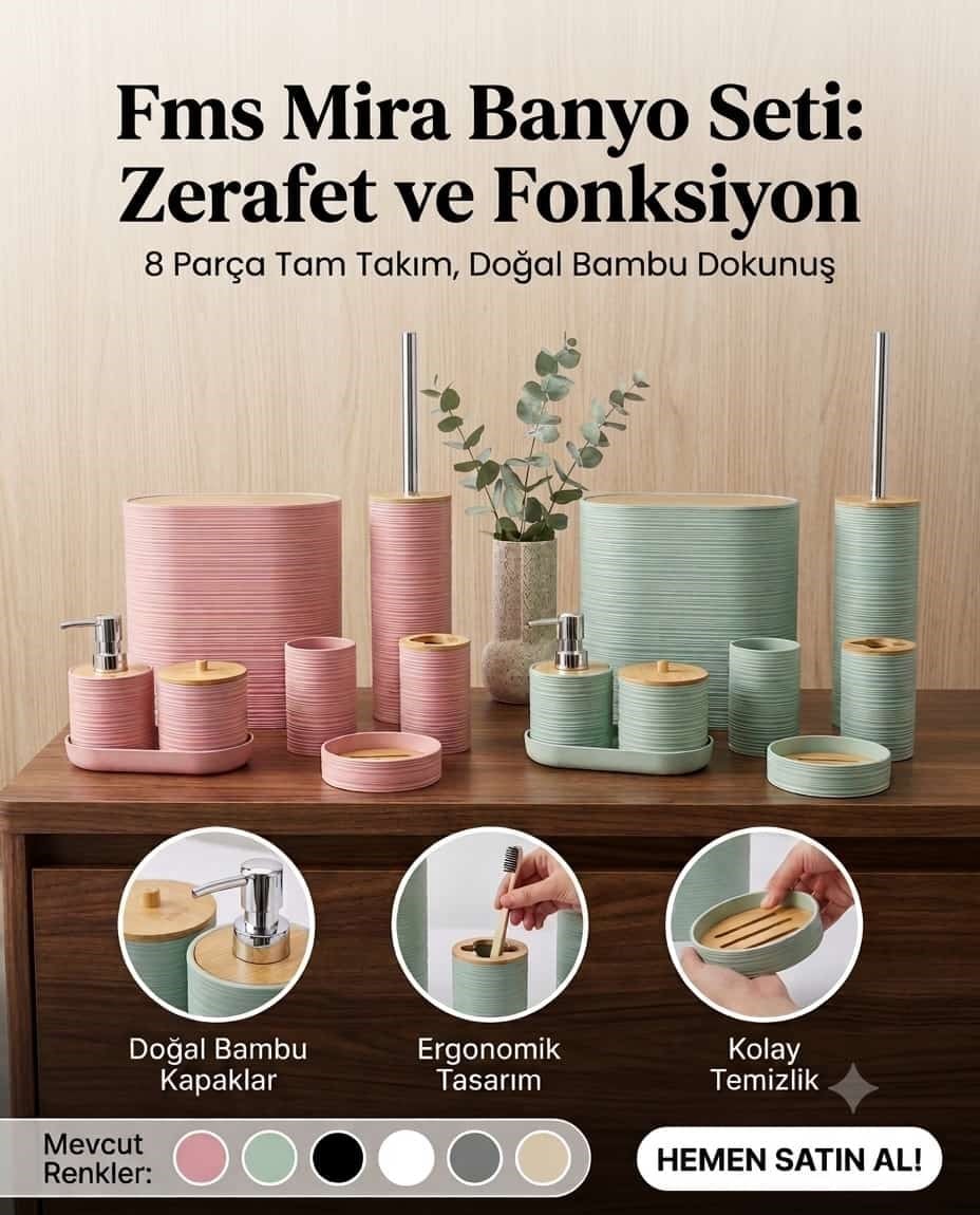 FMS 8 PARÇA MİRA BANYO SETİ SİYAH 