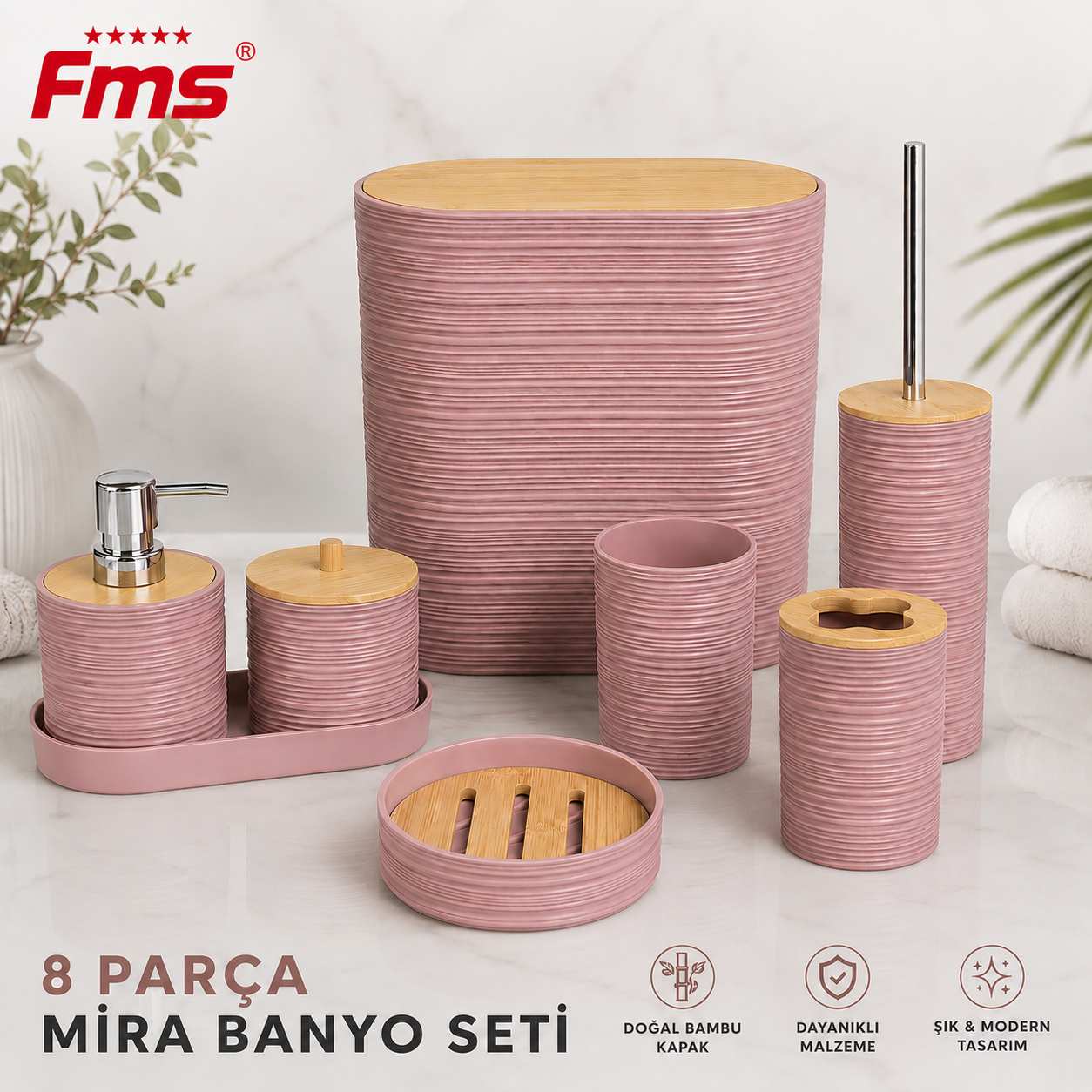 FMS 8 PARÇA MİRA BANYO SETİ SİYAH 